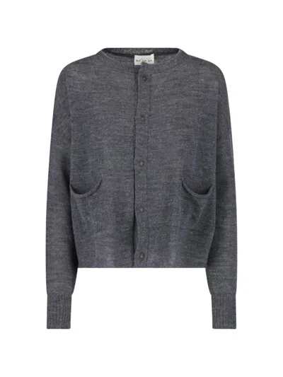 Ma'ry'ya Button-up Patch-pocket Cardigan In Grey