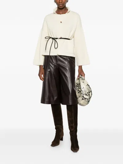 Ma'ry'ya Button-up Wide-sleeve Cardigan In White