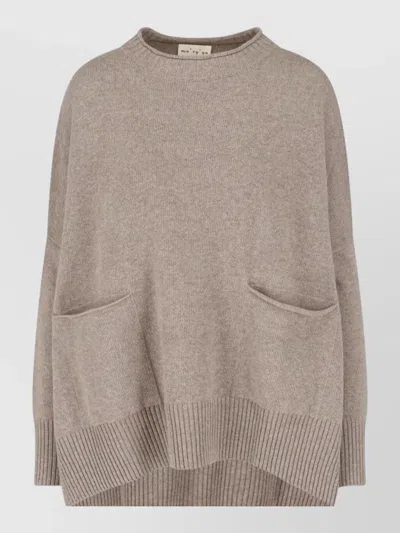 Ma'ry'ya Taupe Knit Sweater With Virgin Wool And Cashmere Blend In Neutral