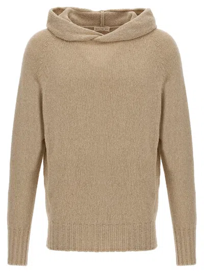 Ma'ry'ya Cashmere Blend Wool Hooded Sweater In Beige