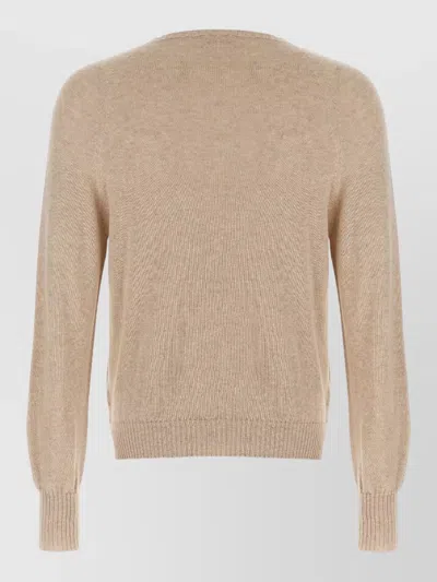 Ma'ry'ya Cashmere Cotton Knit Pullover Long Sleeves In Neutral