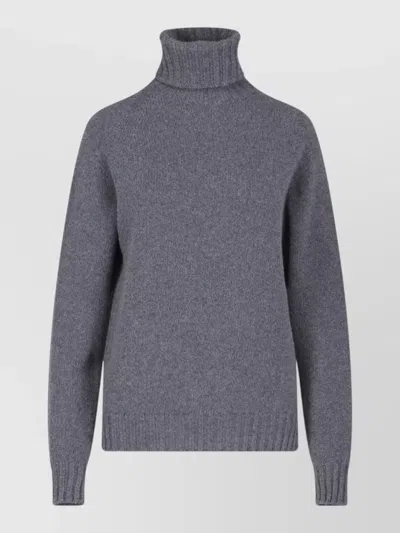 Ma'ry'ya High Neck Grey Cashmere And Virgin Wool Sweater In Blue