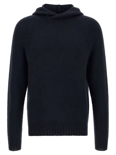 Ma'ry'ya Cashmere-wool Blend Hoodie In Navy