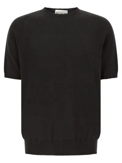 Ma'ry'ya Cotton Crew Neck Sweater In Black
