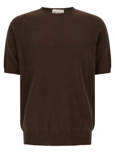 Ma'ry'ya Cotton Crew-neck Sweater In Brown