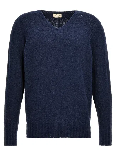 Ma'ry'ya Cotton-blend V-neck Sweater In Navy