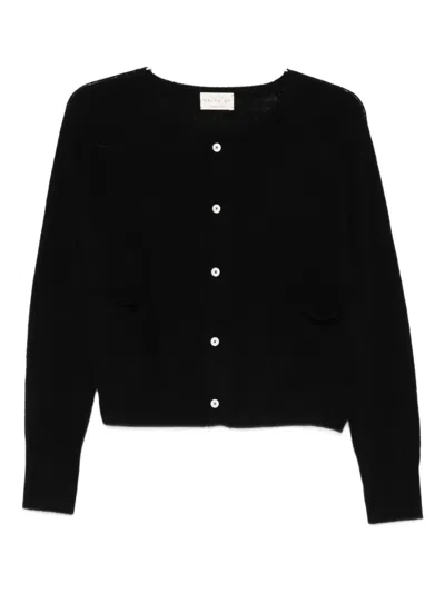 Ma'ry'ya Crew-neck Cardigan In Black
