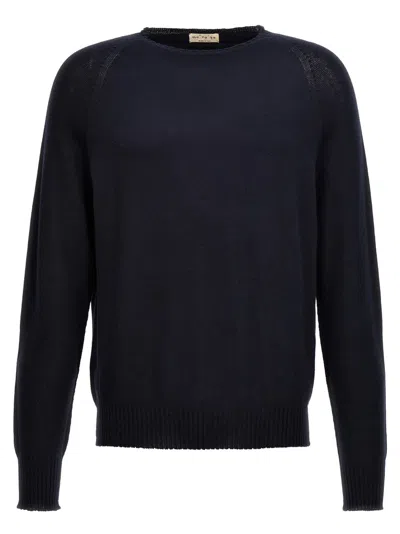 Ma'ry'ya Crew-neck Knit Sweater In Cashmere-cotton Blend In Black
