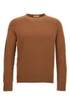 Ma'ry'ya Brown Wool Blend Crew-neck Sweater With Ribbed Hem In Brown
