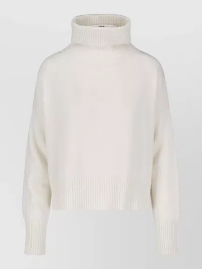 Ma'ry'ya Cropped Crewneck Top High Neck Ribbed In White