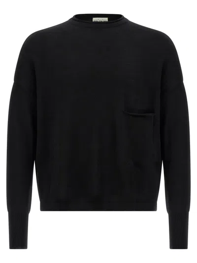 Ma'ry'ya Fine Wool Crew Neck Sweater In Black