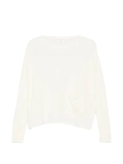 Ma'ry'ya Flap-pocket Drop-shoulder Sweater In White
