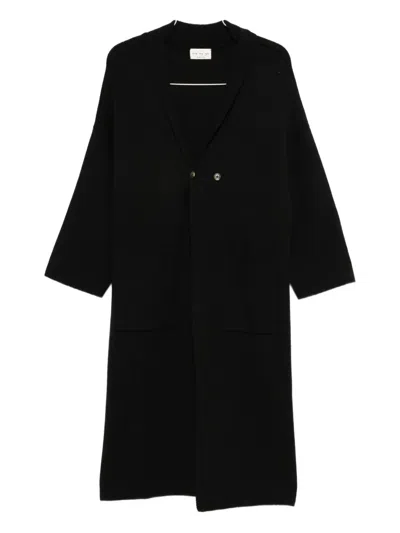 Ma'ry'ya Front-pocket Buttoned Cardi-coat In Black