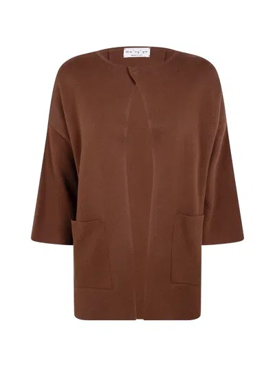 Ma'ry'ya Front-pockets Cardigan In Burgundy
