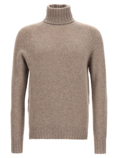 Ma'ry'ya Grey Turtle-neck Sweater In Brown