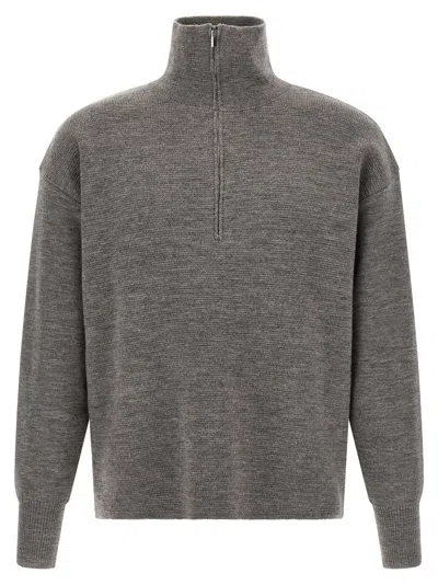 Ma'ry'ya Half-zip Dropped-shoulder Sweater In Gray