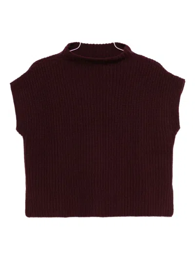 Ma'ry'ya High-neck Knitted Top In Red