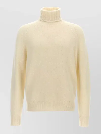 Ma'ry'ya High Neck Turtleneck Sweater Ribbed Cuffs Hem In Neutral
