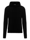 Ma'ry'ya Hooded Sweater With Side Splits And Long Cuffed Sleeves In Black