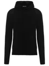 Ma'ry'ya Hooded Sweater With Side Splits And Long Cuffed Sleeves In Black