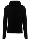 Ma'ry'ya Hooded Sweater With Side Splits And Long Cuffed Sleeves In Black