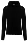 Ma'ry'ya Hooded Sweater With Side Splits And Long Cuffed Sleeves In Black