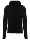 Ma'ry'ya Hooded Sweater With Side Splits And Long Cuffed Sleeves In Black