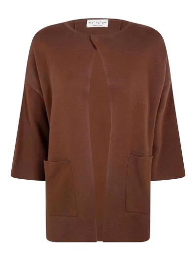 Ma'ry'ya Light Fold Back Coat In Brown