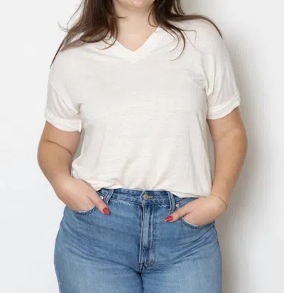 Ma'ry'ya Linen V-neck Tee In White