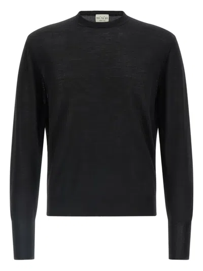 Ma'ry'ya Extrafine Merino Wool And Silk Blend Sweater In Black