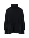Ma'ry'ya High-neck Cashmere And Virgin Wool Sweater With Ribbed Finishes In Black