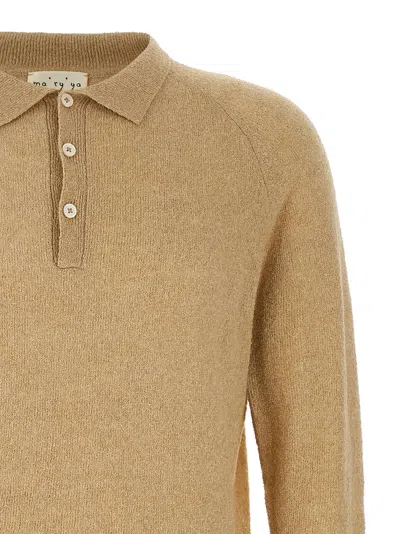 Ma'ry'ya Men's Bouclé Cotton Polo Shirt In Sand