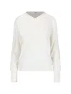 Ma'ry'ya Minimalist White Sweater With Classic Fit And Round Neckline In White