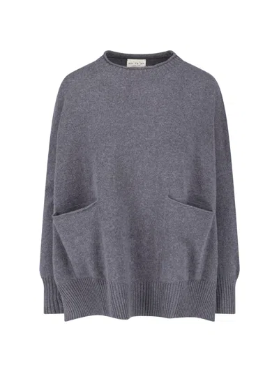 Ma'ry'ya Oversized Crewneck Wool-cashmere Sweater In Gray
