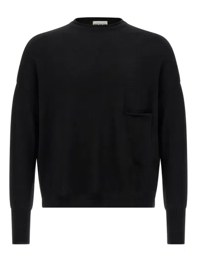 Ma'ry'ya Oversized Wool Sweater With Raw Cut Neckline And Front Pocket In Animal Print