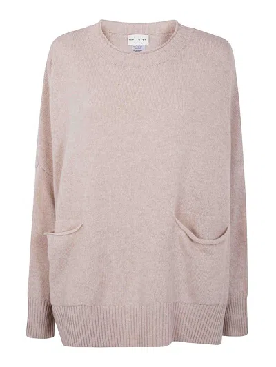 Ma'ry'ya Poncho Round Neck Mix Cash In Neutral
