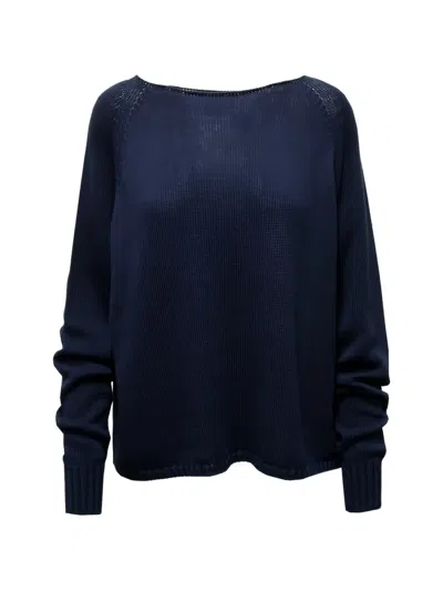 Ma'ry'ya Raglan-sleeve Boat-neck Sweater In Blue