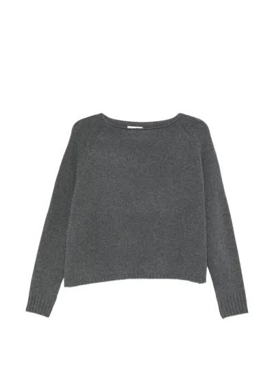 Ma'ry'ya Raglan-sleeve Boat-neck Sweater In Gray