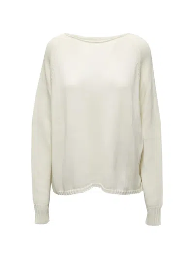 Ma'ry'ya Raglan-sleeve Boat-neck Sweater In White