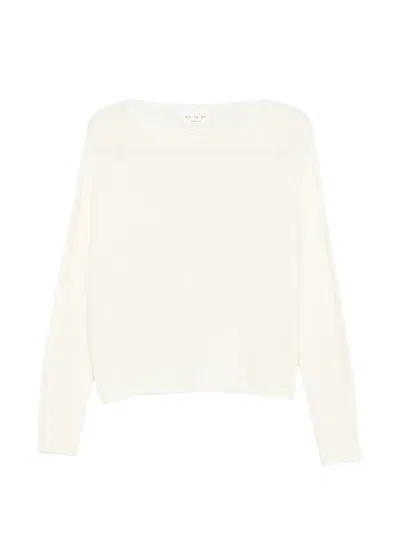 Ma'ry'ya Raglan-sleeve Boat-neck Sweater In White