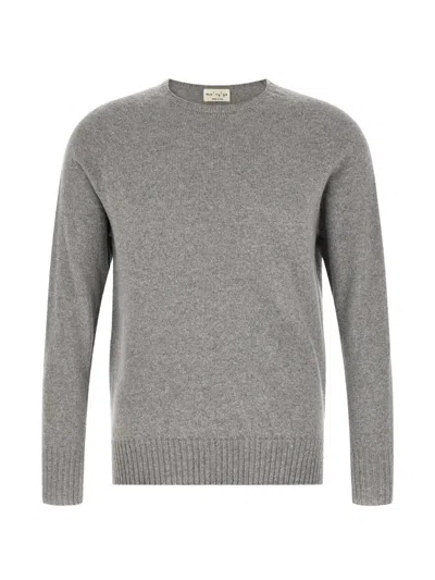 Ma'ry'ya Cashmere Crew Neck Sweater Ribbed Cuffs Hem In Gray