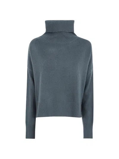 Ma'ry'ya Roll-neck Knitted Sweater In Blue