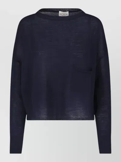 Ma'ry'ya Round Neck Cropped Top Long Sleeves Pocket In Multi