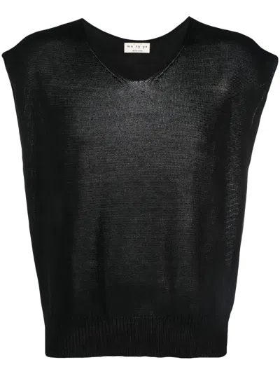Ma'ry'ya Scoop-neck Sleeveless Knitted Top In Black