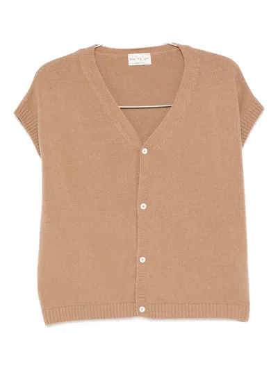 Ma'ry'ya Kurzärmeliger Cardigan In Brown