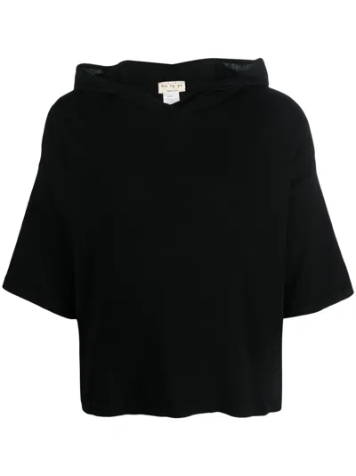 Ma'ry'ya Short-sleeve Cropped Hoodie In Black
