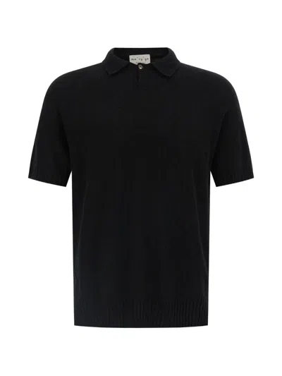Ma'ry'ya Spongy Cotton Blend Polo Shirt In Black