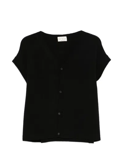 Ma'ry'ya Short-sleeve Button-down Jacket In Black