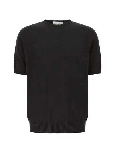 Ma'ry'ya Short-sleeve Knitted T-shirt In Black