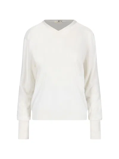 Ma'ry'ya Soft Natural Wool & Silk Cashmere Sweater In White